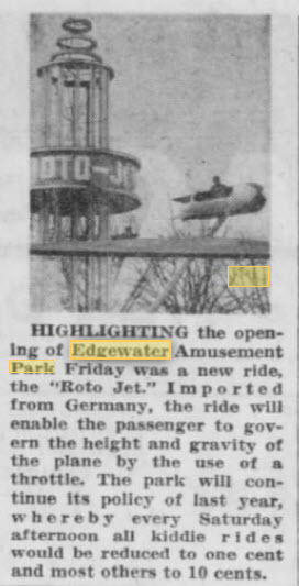 Edgewater Park - ROTO JET ARTICLE MAR 29 1958